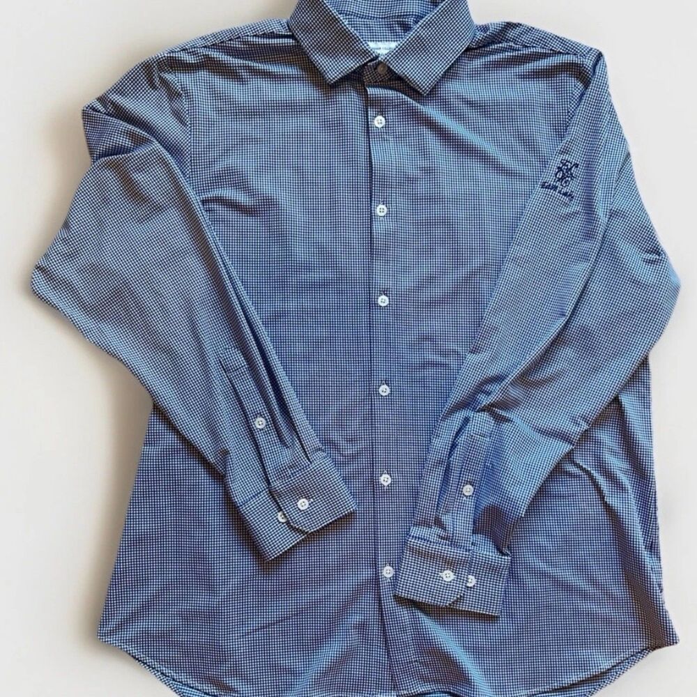 Mizzen + Main Spinnaker Shirt Mens XL Blue White Check East Lake Logo